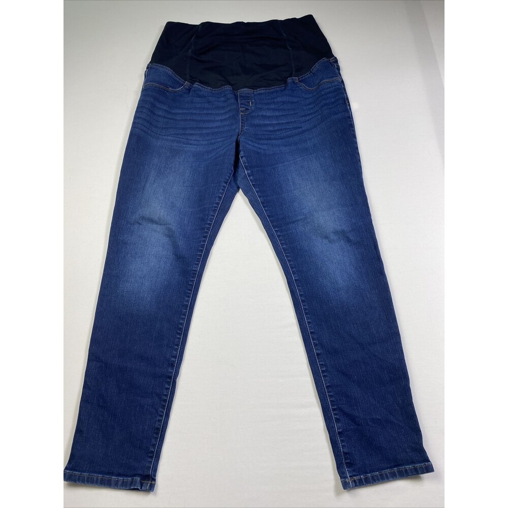 Isabel Maternity Jeans Size 14 32R Skinny Crop Crossover Panel Dark Wash
